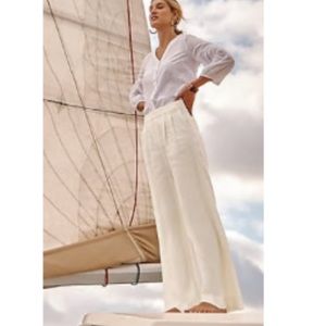 🥛  J JILL Cream Wide Leg Linen Pants.